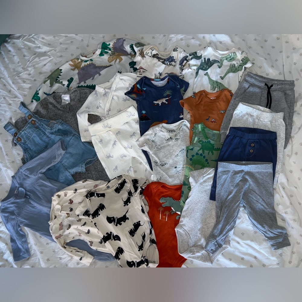 Baby Boy 0-3M 19 Pc Clothing Bundle Carter’s Little Planet HEMA Aden + Anais